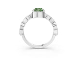 White gold Fancy Green Cushion  Milgrain Marquise Diamond Twist Band Ring_65
