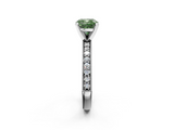 White gold Fancy Green Cushion  Milgrain Pave Diamond Engagement Ring with Four-Prong Setting_165