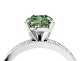 White gold Fancy Green Cushion  Milgrain Pave Diamond Engagement Ring with Four-Prong Setting_167