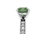 White gold Fancy Green Cushion  Milgrain Pave Diamond Engagement Ring with Four-Prong Setting_169