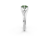 White gold Fancy Green Cushion  Solitaire Beaded Band Six-Prong Setting_2