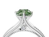 White gold Fancy Green Cushion  Solitaire Beaded Band Six-Prong Setting_4