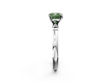 White gold Fancy Green Cushion  Solitaire Beaded Band with Four-Prong Setting_60