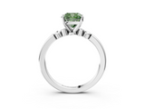 White gold Fancy Green Cushion  Solitaire Beaded Band with Four-Prong Setting_61