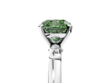 White gold Fancy Green Cushion  Solitaire Beaded Band with Four-Prong Setting_64