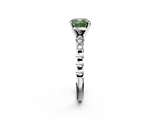 White gold Fancy Green Cushion  Solitaire Bezel Accent Diamond Engagement Ring with Beaded Band and Four-Prong Setting_25