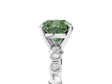 White gold Fancy Green Cushion  Solitaire Bezel Accent Diamond Engagement Ring with Beaded Band and Four-Prong Setting_29