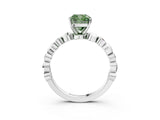 White gold Fancy Green Cushion  Solitaire Bezel-Set Diamond Ring with Beaded Band and Four-Prong Setting_35