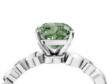 White gold Fancy Green Cushion  Solitaire Bezel-Set Diamond Ring with Beaded Band and Four-Prong Setting_36