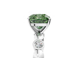 White gold Fancy Green Cushion  Solitaire Bezel-Set Diamond Ring with Beaded Band and Four-Prong Setting_37