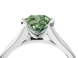 White gold Fancy Green Cushion  Solitaire Bezel-Set Diamond Ring with Channel-Set Band_41