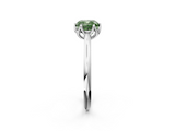 White gold Fancy Green Cushion  Solitaire Cathedral Diamond Ring with Six-Prong Setting_18