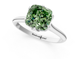 White gold Fancy Green Cushion  Solitaire Cathedral Diamond Ring with Six-Prong Setting_18
