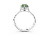 White gold Fancy Green Cushion  Solitaire Cathedral Diamond Ring with Six-Prong Setting_19