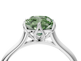 White gold Fancy Green Cushion  Solitaire Cathedral Diamond Ring with Six-Prong Setting_20