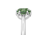 White gold Fancy Green Cushion  Solitaire Cathedral Diamond Ring with Six-Prong Setting_22