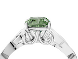 White gold Fancy Green Cushion  Solitaire Celtic Knot Engagement Ring with Four-Prong Setting_59