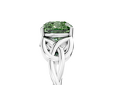 White gold Fancy Green Cushion  Solitaire Celtic Knot Engagement Ring with Four-Prong Setting_61