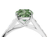 White gold Fancy Green Cushion  Solitaire Channel-Set Diamond Engagement Ring with Four-Prong Setting_36
