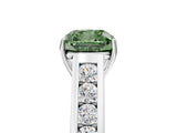 White gold Fancy Green Cushion  Solitaire Channel-Set Diamond Engagement Ring with Four-Prong Setting_37