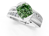 White gold Fancy Green Cushion  Solitaire Channel-Set Split Shank Ring with Tension Prong Setting_4