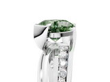 White gold Fancy Green Cushion  Solitaire Channel-Set Split Shank Ring with Tension Prong Setting_8