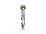 White gold Fancy Green Cushion  Solitaire Chevron Pave Diamond Engagement Ring with Six-Prong Setting_5