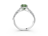 White gold Fancy Green Cushion  Solitaire Chevron Pave Diamond Engagement Ring with Six-Prong Setting_6