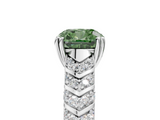 White gold Fancy Green Cushion  Solitaire Chevron Pave Diamond Engagement Ring with Six-Prong Setting_8