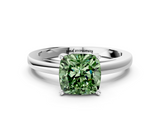 White gold Fancy Green Cushion  Solitaire Diamond Engagement Ring with Four-Prong Setting on a Classic Band_3