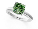 White gold Fancy Green Cushion  Solitaire Diamond Engagement Ring with Four-Prong Setting on a Classic Band_4