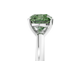 White gold Fancy Green Cushion  Solitaire Diamond Engagement Ring with Four-Prong Setting on a Classic Band_8
