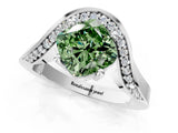 White gold Fancy Green Cushion  Solitaire Diamond Engagement Ring with Pave Band and Four-Prong Setting_27