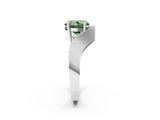 White gold Fancy Green Cushion  Solitaire Diamond Engagement Ring with Pave Band and Four-Prong Setting_28
