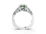 White gold Fancy Green Cushion  Solitaire Diamond Engagement Ring with Pave Band and Four-Prong Setting_29