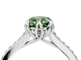 White gold Fancy Green Cushion  Solitaire Diamond Engagement Ring with Pave Band and Six-Prong Setting_24