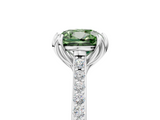 White gold Fancy Green Cushion  Solitaire Diamond Engagement Ring with Pave Band and Six-Prong Setting_25