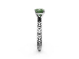 White gold Fancy Green Cushion  Solitaire Diamond Engagement Ring with XO Engraved Band and Four-Prong Setting 3