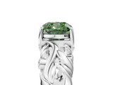 White gold Fancy Green Cushion  Solitaire Diamond Leaf Vine Band with Prong Setting_76