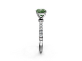 White gold Fancy Green Cushion  Solitaire Diamond Pavé Band with Four-Prong Setting_30
