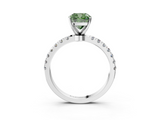 White gold Fancy Green Cushion  Solitaire Diamond Pavé Band with Four-Prong Setting_31