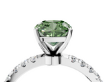 White gold Fancy Green Cushion  Solitaire Diamond Pavé Band with Four-Prong Setting_32