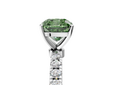 White gold Fancy Green Cushion  Solitaire Diamond Pavé Band with Four-Prong Setting_34