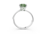 White gold Fancy Green Cushion  Solitaire Diamond Ring with 4-Prong Setting on a Classic Band_6