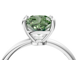 White gold Fancy Green Cushion  Solitaire Diamond Ring with 4-Prong Setting on a Classic Band_7