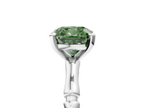 White gold Fancy Green Cushion  Solitaire Diamond Ring with Bamboo Band and Four-Prong Setting_50