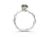 White gold Fancy Green Cushion  Solitaire Diamond Ring with Bamboo Band and Four-Prong Setting_57