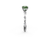 White gold Fancy Green Cushion  Solitaire Diamond Ring with Bezel Set Side Stones and Prong Setting_5