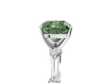 White gold Fancy Green Cushion  Solitaire Diamond Ring with Bezel Set Side Stones and Prong Setting_8