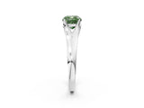 White gold Fancy Green Cushion  Solitaire Diamond Ring with Cathedral Band and Four-Prong Setting_68